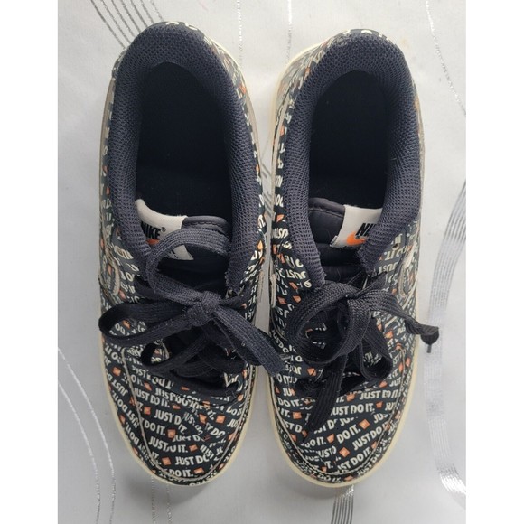 Nike Air Force 1 JUST DO IT Sneakers 7 Youth‎ Childrens Black Lace Up Shoes - Picture 8 of 13